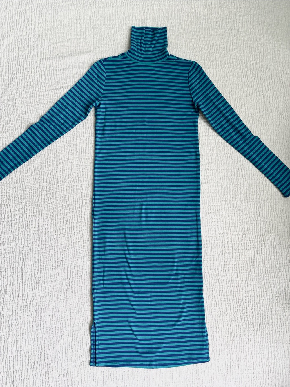 striped turtleneck dress